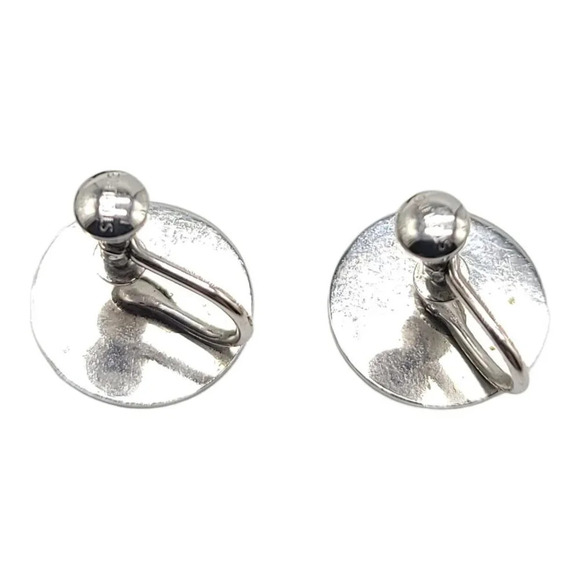 Sterling Silver .925 Round Engraved RB Initialed Screwback Earrings Vintage - Picture 4 of 4